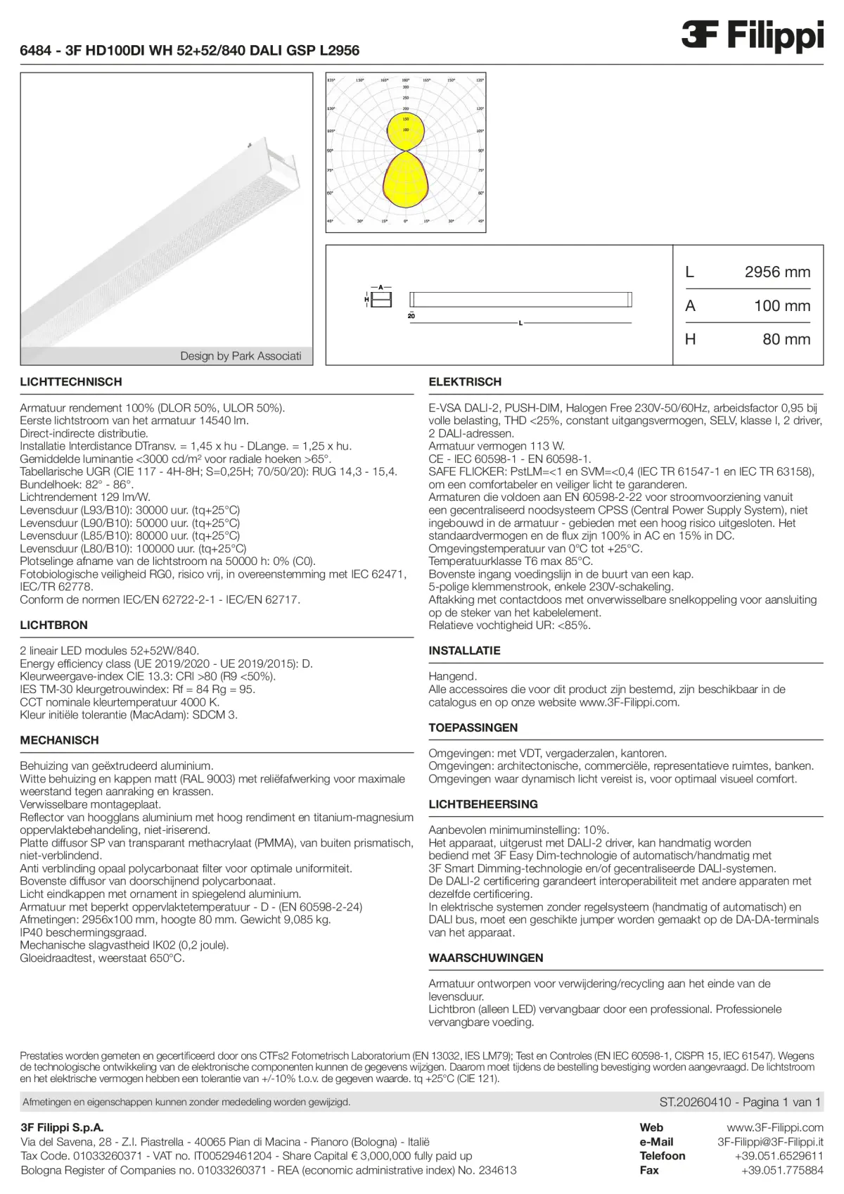 6484 - 3F HD100DI WH 52+52-840 DALI GSP L2956 - Datasheet - nl