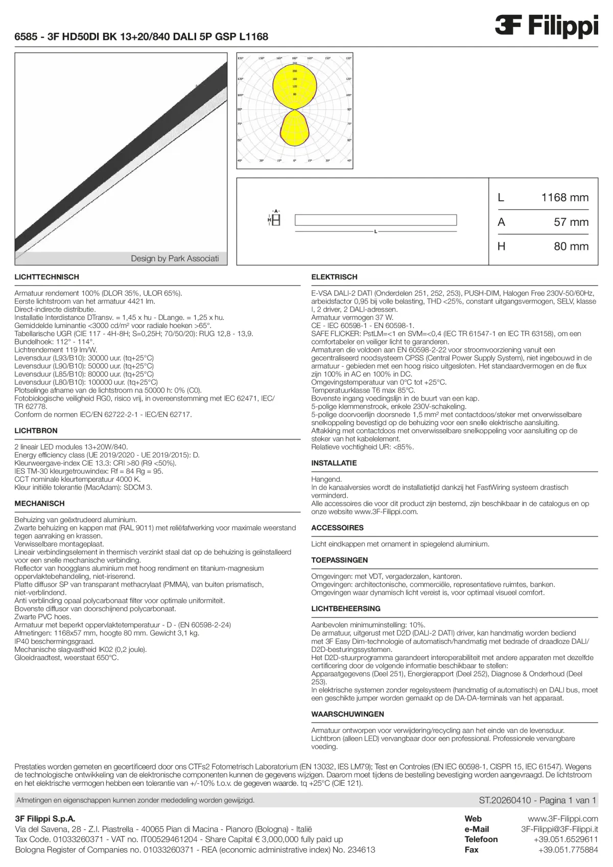 6585 - 3F HD50DI BK 13+20-840 DALI 5P GSP L1168 - Datasheet - nl