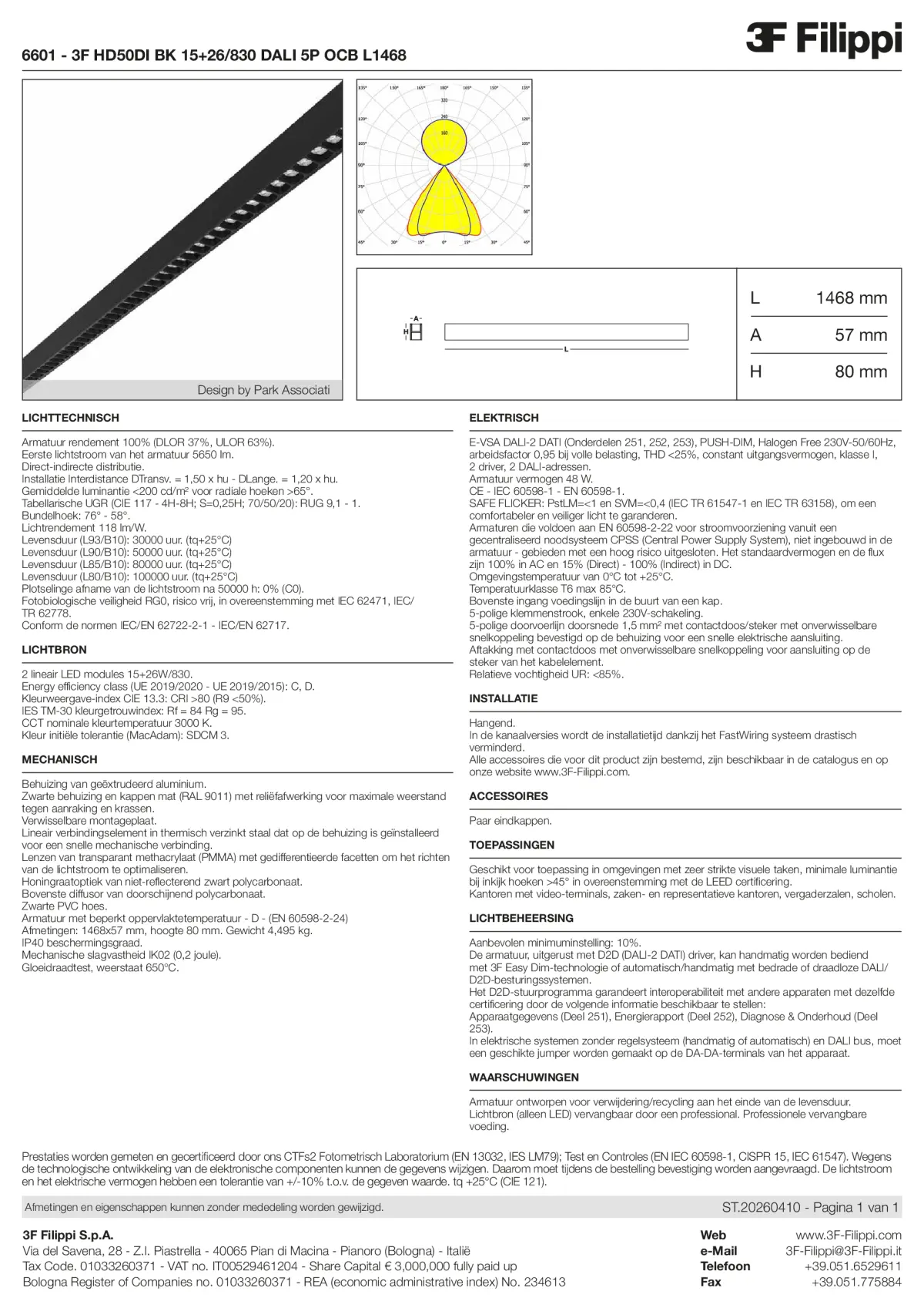 6601 - 3F HD50DI BK 15+26-830 DALI 5P OCB L1468 - Datasheet - nl