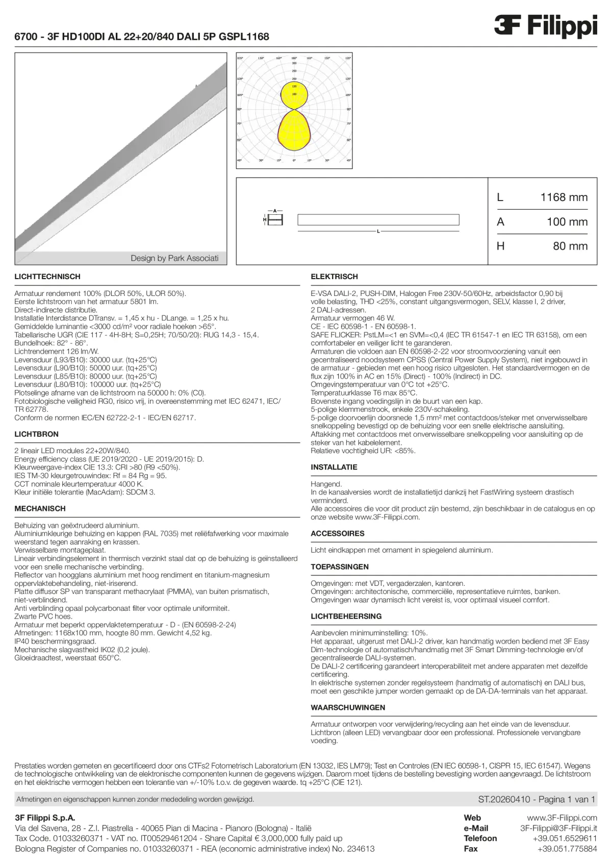 6700 - 3F HD100DI AL 22+20-840 DALI 5P GSPL1168 - Datasheet - nl