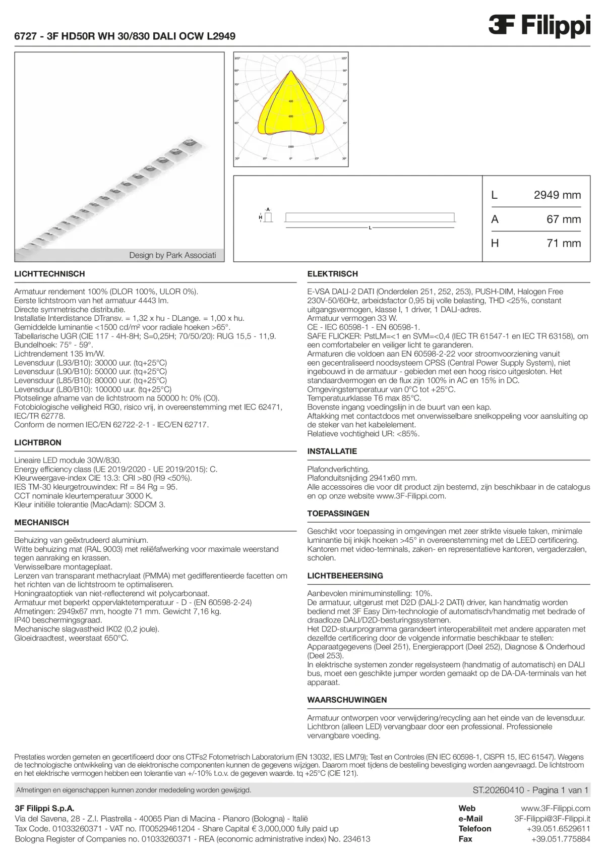 6727 - 3F HD50R WH 30-830 DALI OCW L2949 - Datasheet - nl