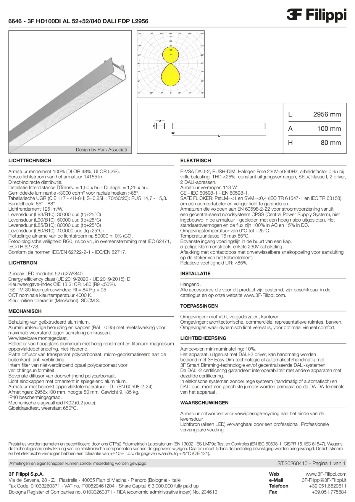 6646 - 3F HD100DI AL 52+52-840 DALI FDP L2956 - Datasheet - nl