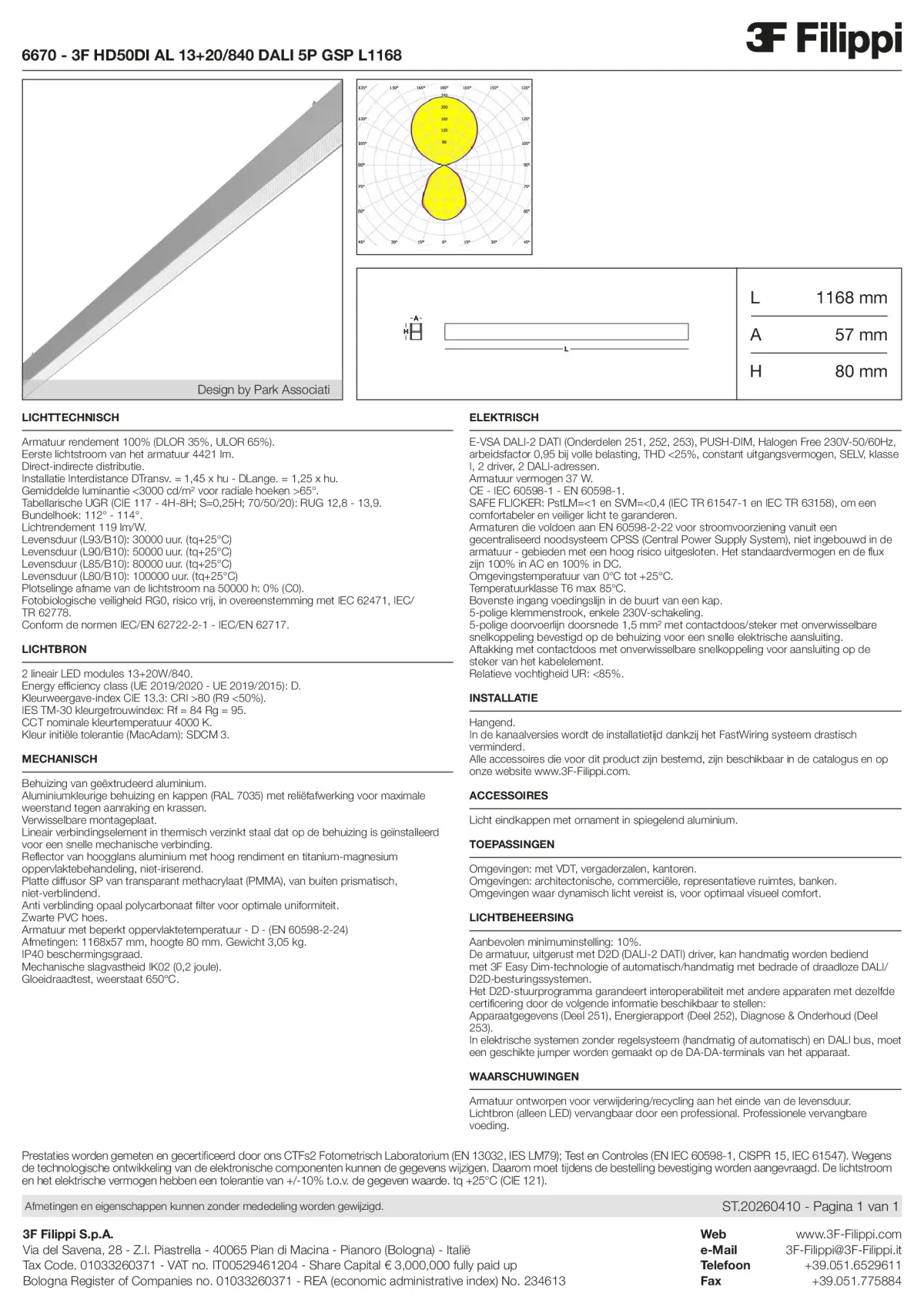 6670 - 3F HD50DI AL 13+20-840 DALI 5P GSP L1168 - Datasheet - nl