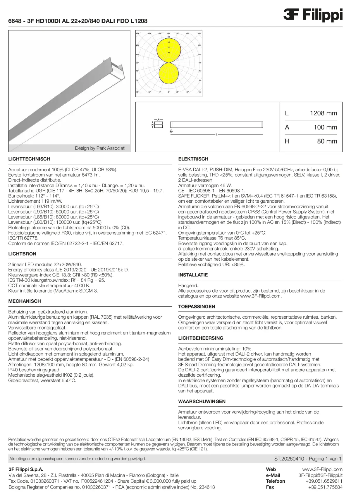 6648 - 3F HD100DI AL 22+20-840 DALI FDO L1208 - Datasheet - nl