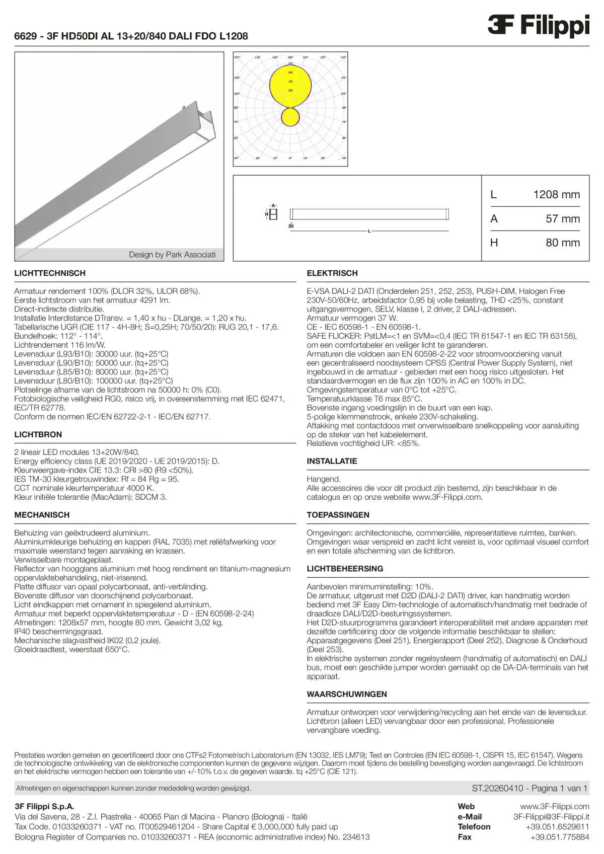 6629 - 3F HD50DI AL 13+20-840 DALI FDO L1208 - Datasheet - nl
