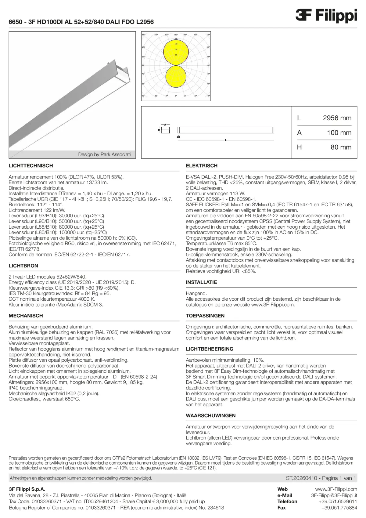 6650 - 3F HD100DI AL 52+52-840 DALI FDO L2956 - Datasheet - nl