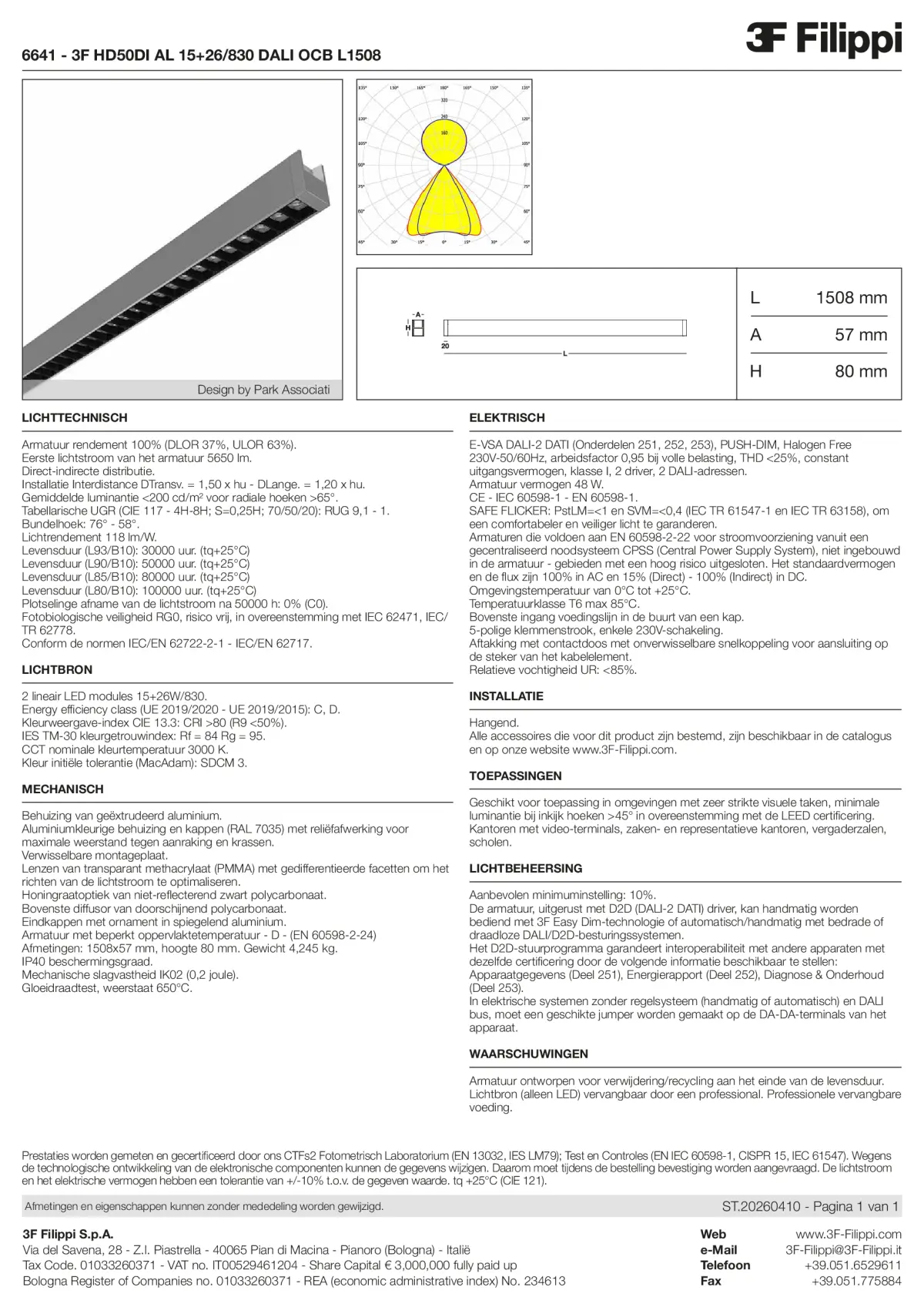 6641 - 3F HD50DI AL 15+26-830 DALI OCB L1508 - Datasheet - nl