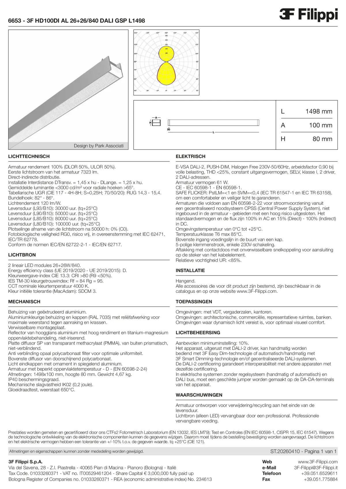 6653 - 3F HD100DI AL 26+26-840 DALI GSP L1498 - Datasheet - nl
