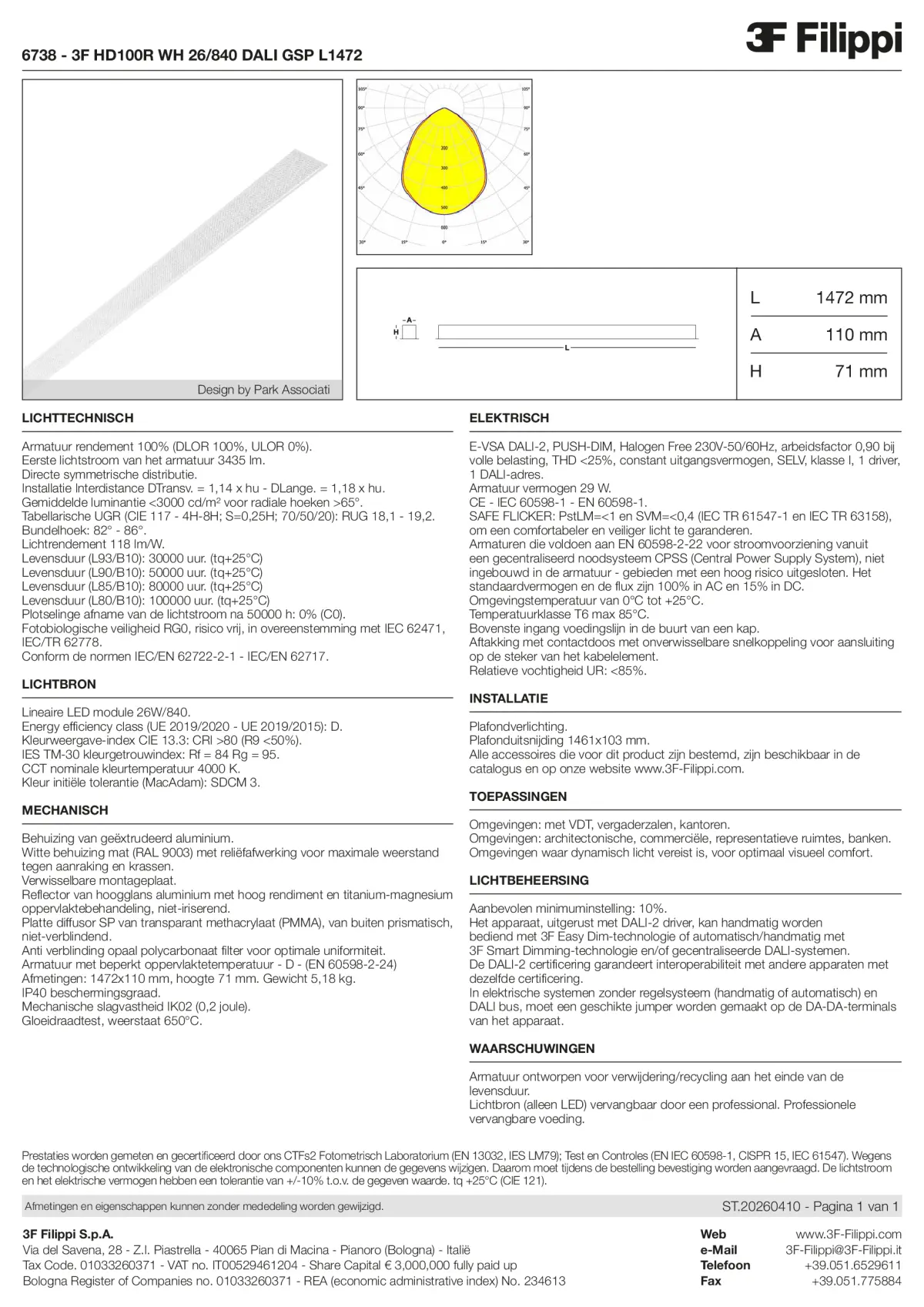 6738 - 3F HD100R WH 26-840 DALI GSP L1472 - Datasheet - nl