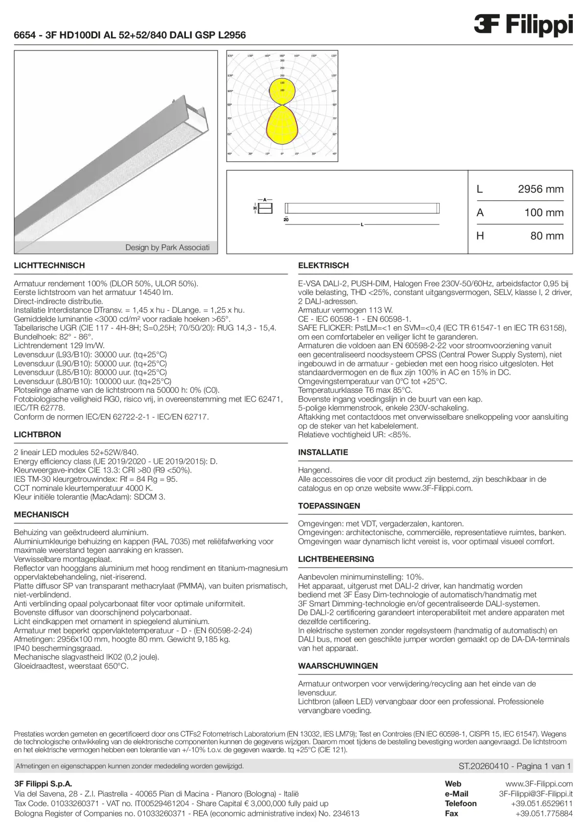 6654 - 3F HD100DI AL 52+52-840 DALI GSP L2956 - Datasheet - nl