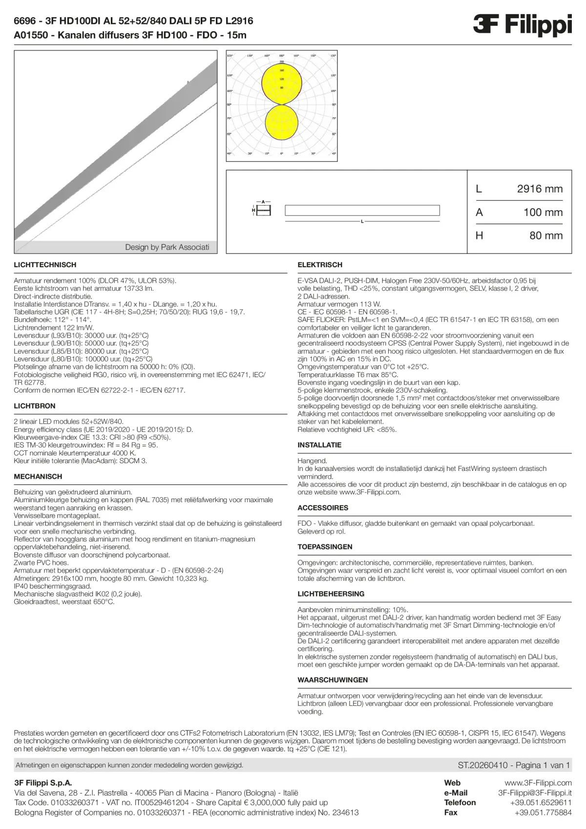 6696+A01550 - 3F HD100DI AL 52+52-840 DALI 5P FD L2916 + FDO - Datasheet - nl