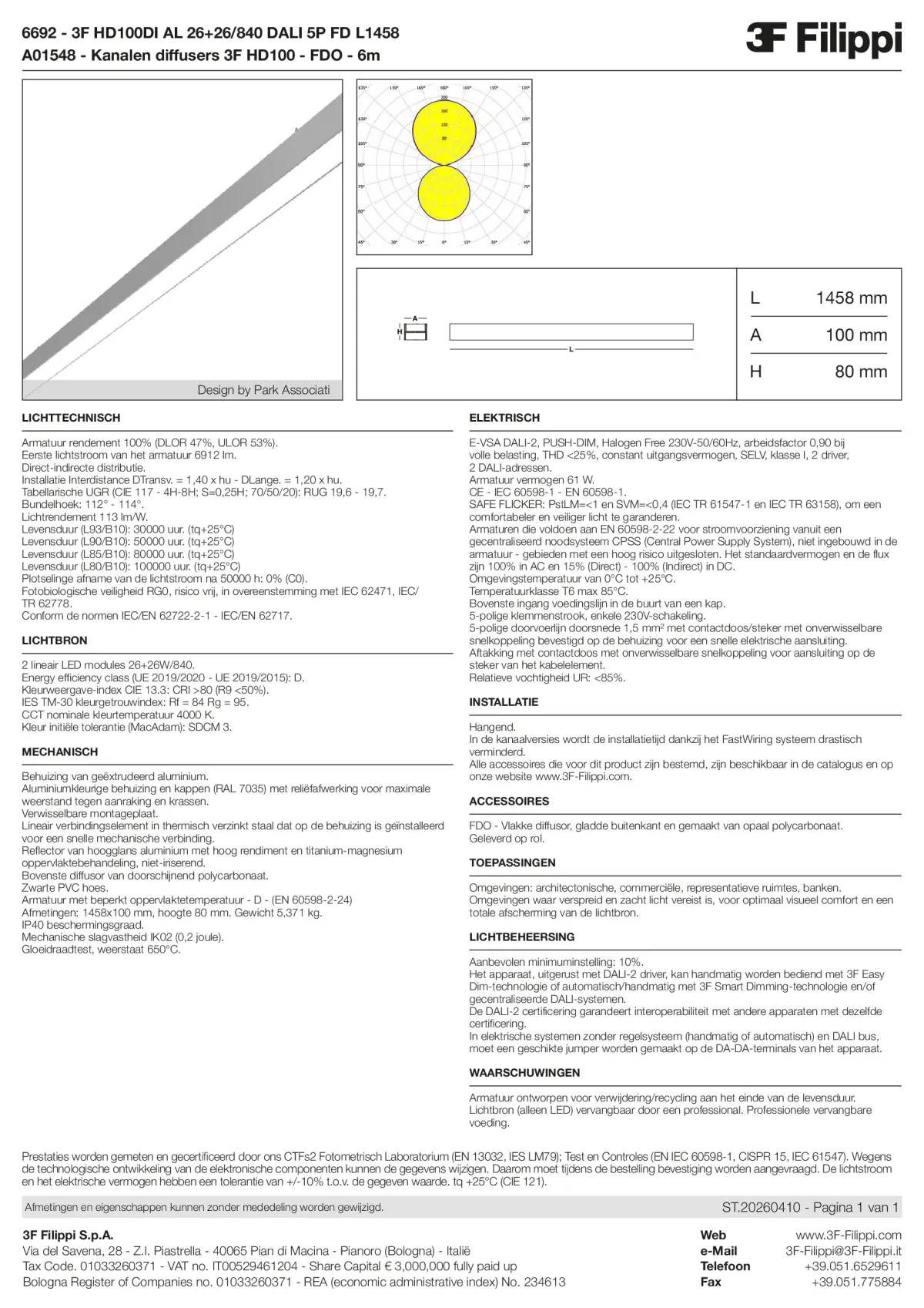 6692+A01548 - 3F HD100DI AL 26+26-840 DALI 5P FD L1458 + FDO - Datasheet - nl