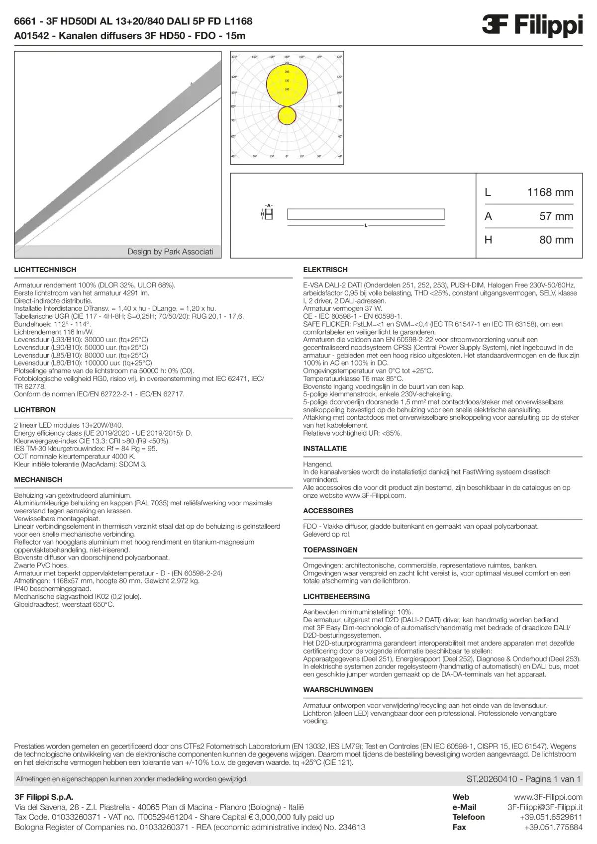 6661+A01542 - 3F HD50DI AL 13+20-840 DALI 5P FD L1168 + FDO - Datasheet - nl