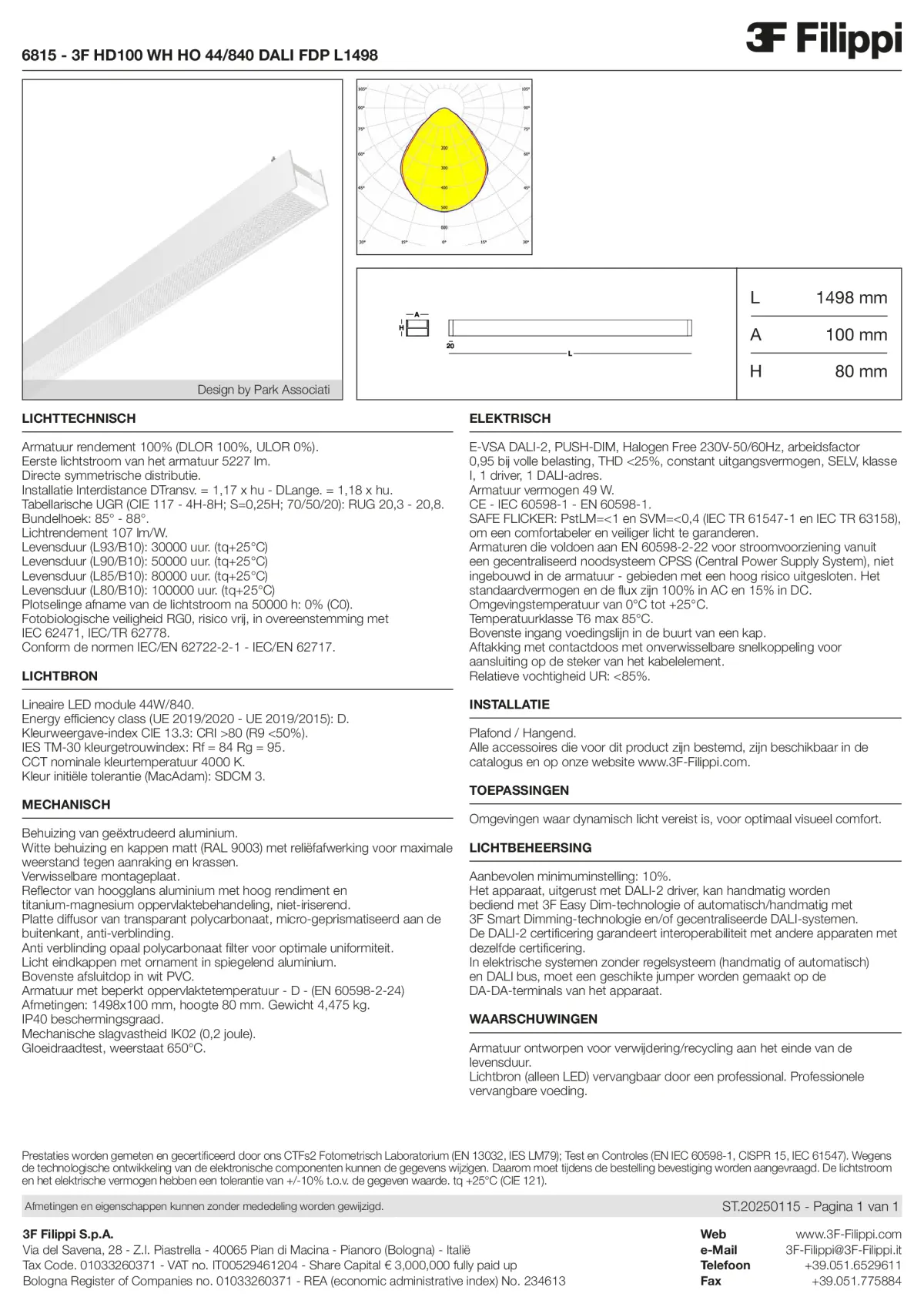6815 - 3F HD100 WH HO 44-840 DALI FDP L1498 - Datasheet - nl