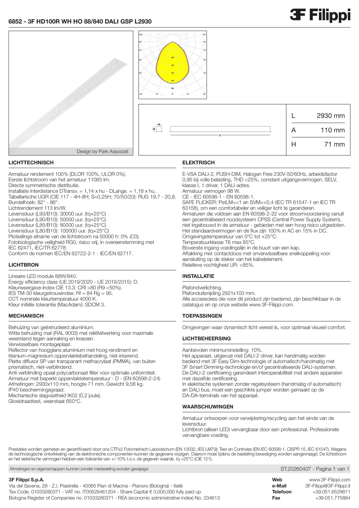 6852 - 3F HD100R WH HO 88-840 DALI GSP L2930 - Datasheet - nl
