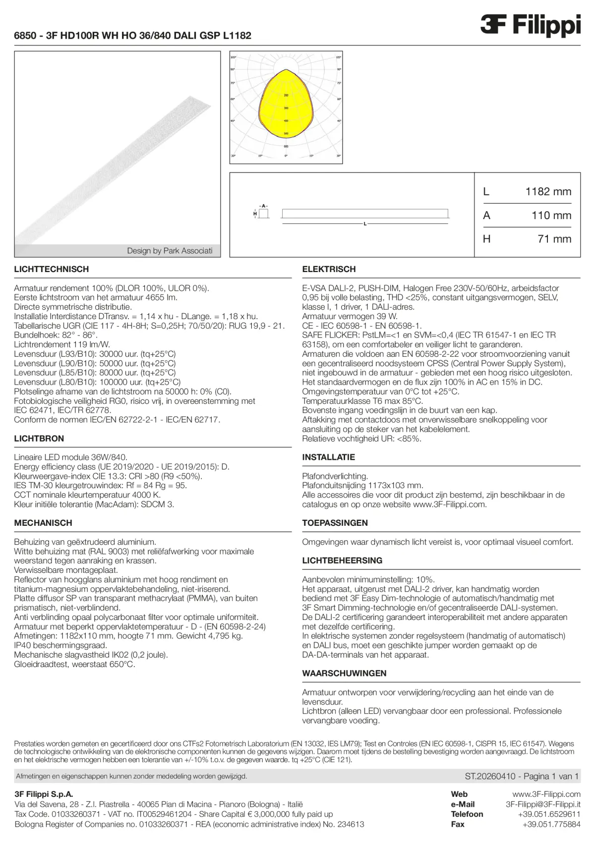6850 - 3F HD100R WH HO 36-840 DALI GSP L1182 - Datasheet - nl