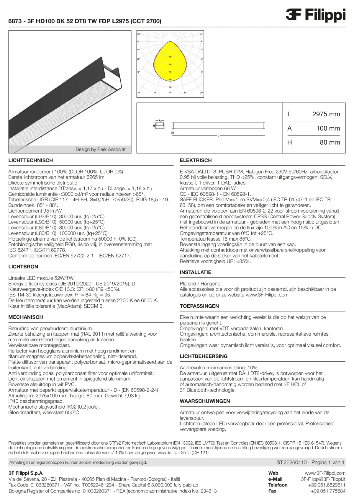 6873 - 3F HD100 BK 52 DT8 TW FDP L2975 (CCT 2700) - Datasheet - nl