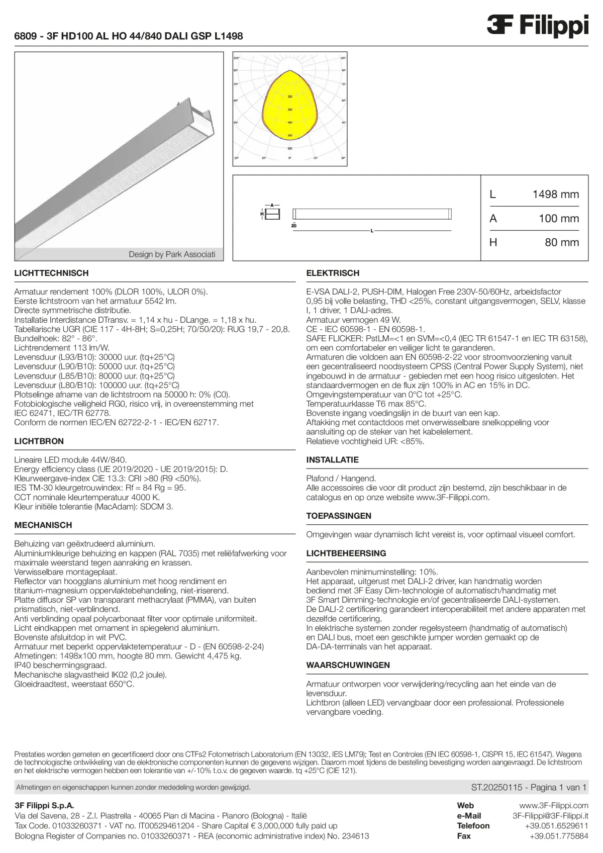 6809 - 3F HD100 AL HO 44-840 DALI GSP L1498 - Datasheet - nl