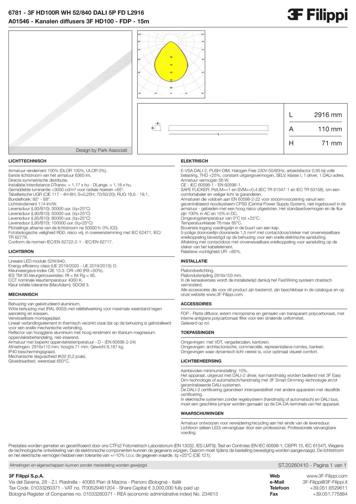 6781+A01546 - 3F HD100R WH 52-840 DALI 5P FD L2916 + FDP - Datasheet - nl