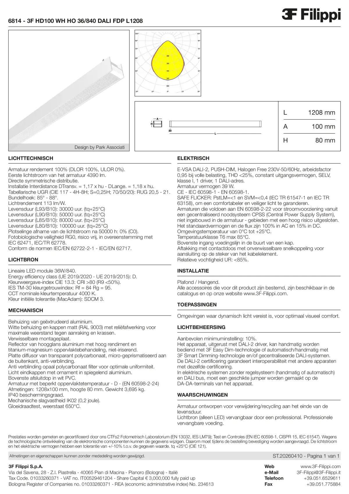 6814 - 3F HD100 WH HO 36-840 DALI FDP L1208 - Datasheet - nl