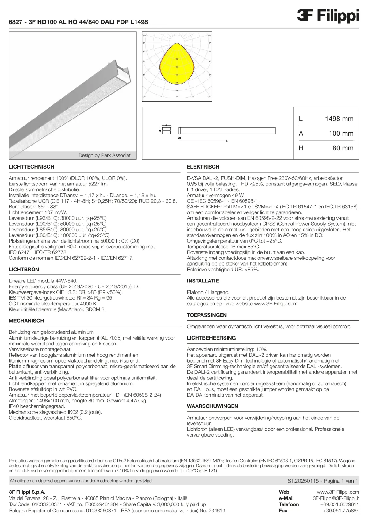 6827 - 3F HD100 AL HO 44-840 DALI FDP L1498 - Datasheet - nl