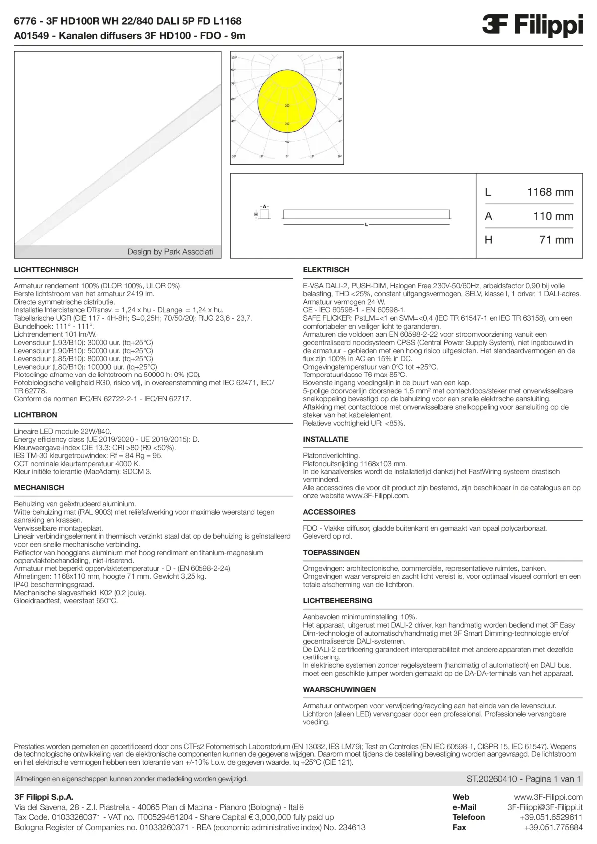 6776+A01549 - 3F HD100R WH 22-840 DALI 5P FD L1168 + FDO - Datasheet - nl