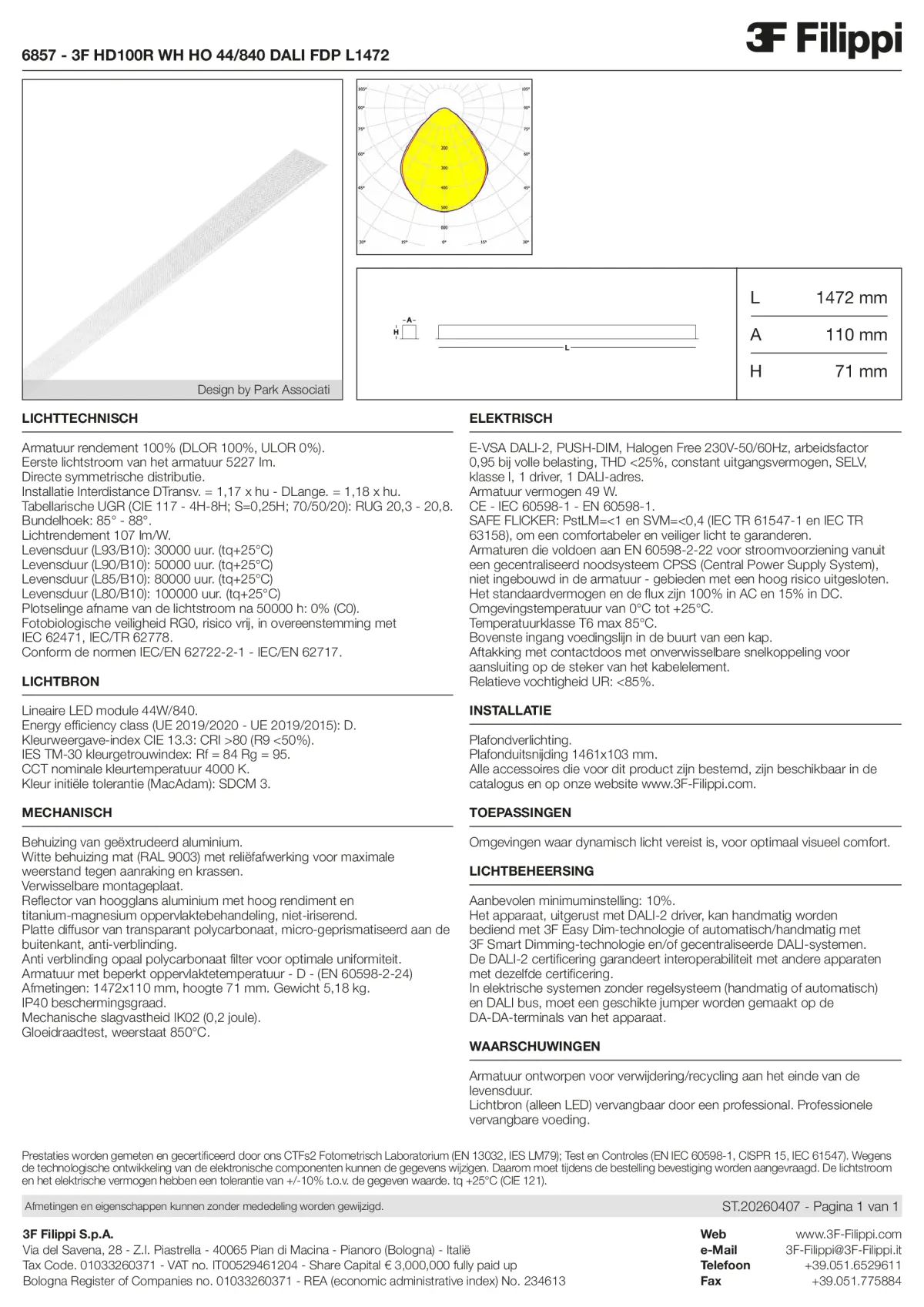 6857 - 3F HD100R WH HO 44-840 DALI FDP L1472 - Datasheet - nl