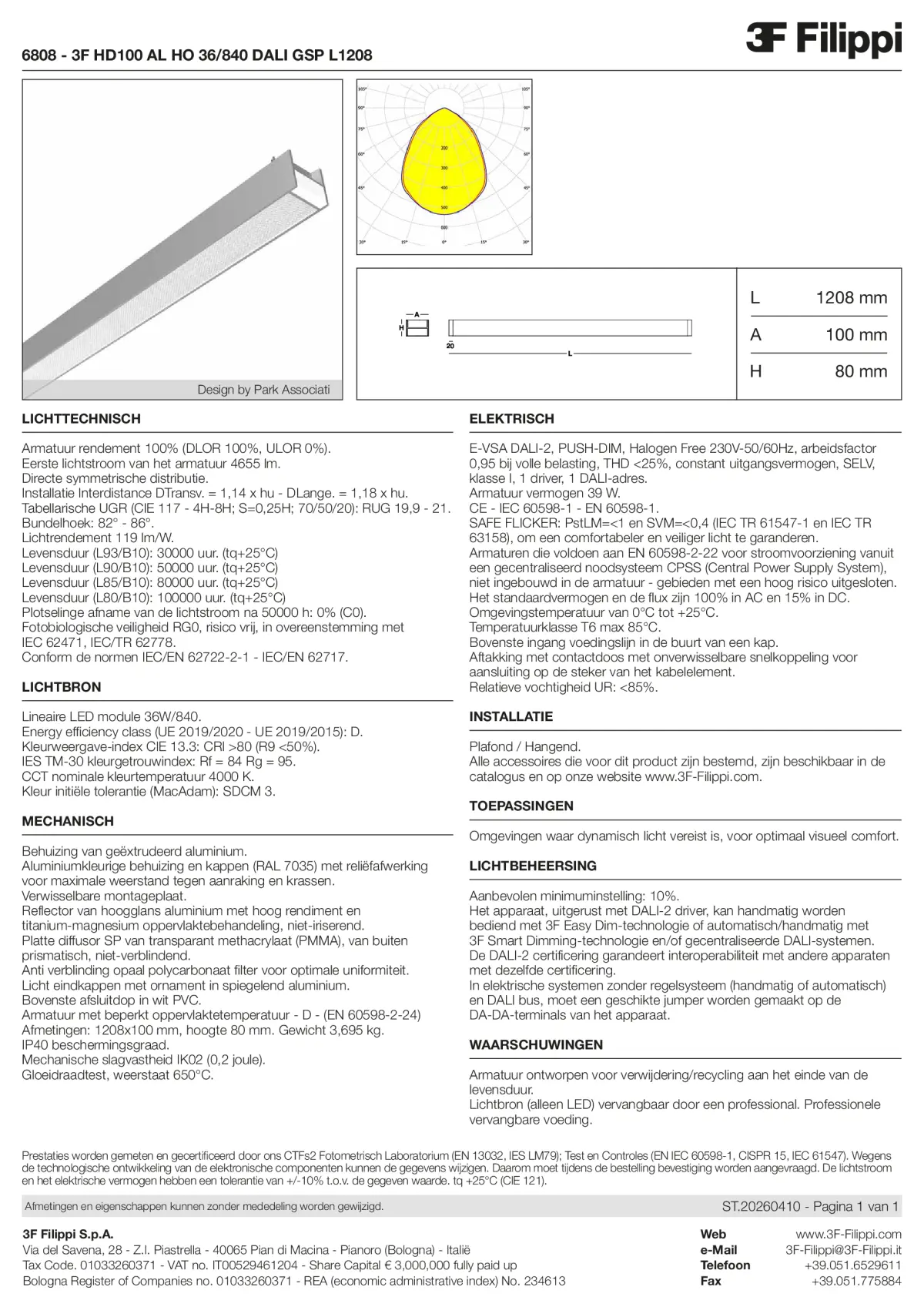 6808 - 3F HD100 AL HO 36-840 DALI GSP L1208 - Datasheet - nl