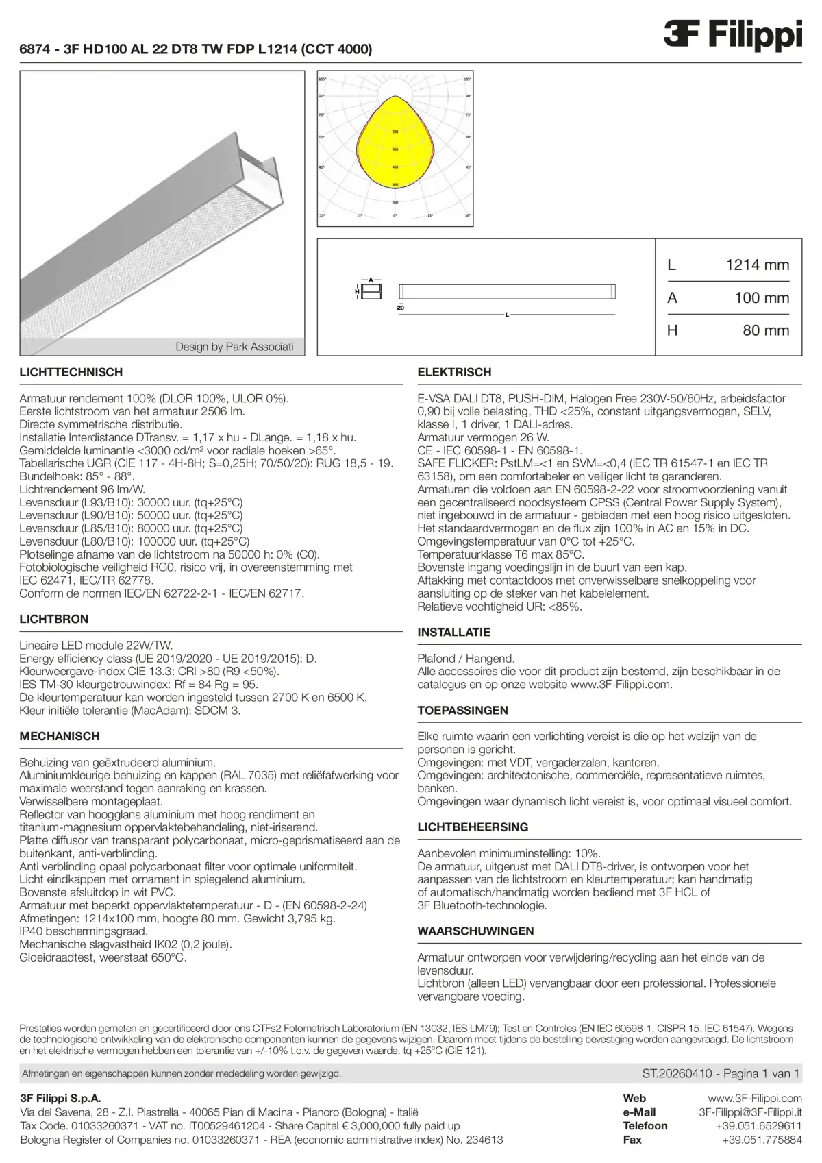 6874 - 3F HD100 AL 22 DT8 TW FDP L1214 (CCT 4000) - Datasheet - nl