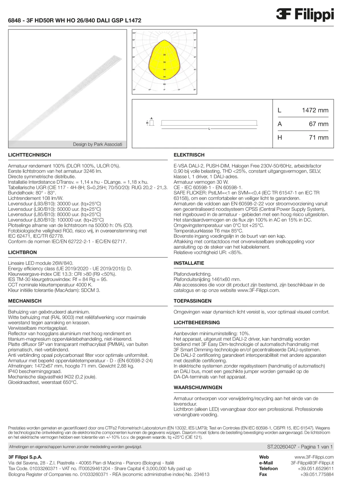6848 - 3F HD50R WH HO 26-840 DALI GSP L1472 - Datasheet - nl