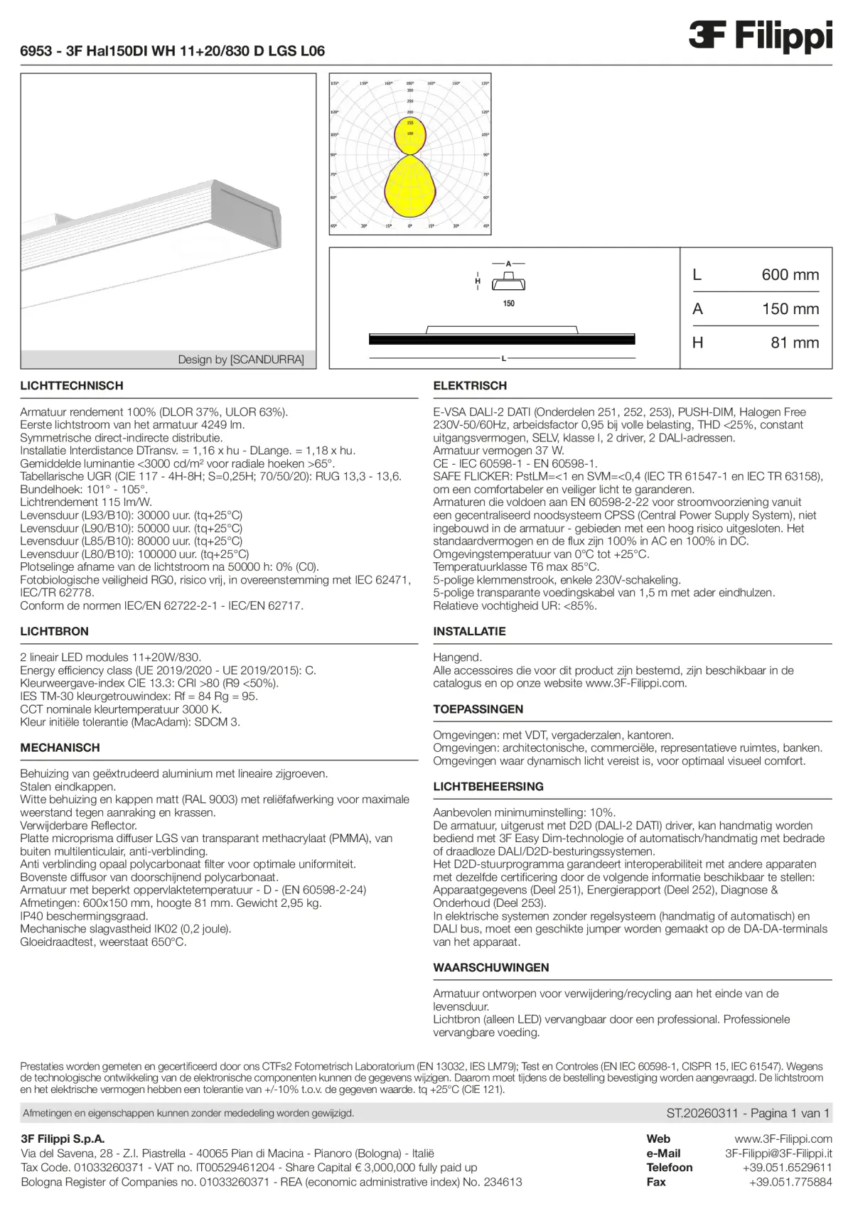 6953 - 3F Hal150DI WH 11+20-830 D LGS L06 - Datasheet - nl