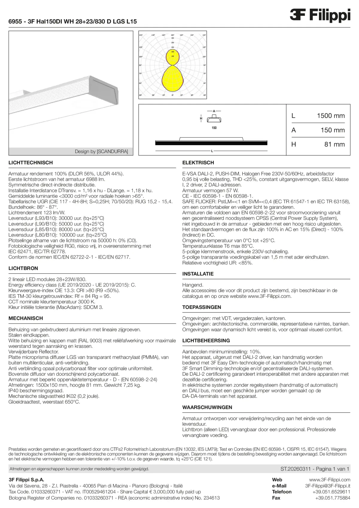 6955 - 3F Hal150DI WH 28+23-830 D LGS L15 - Datasheet - nl