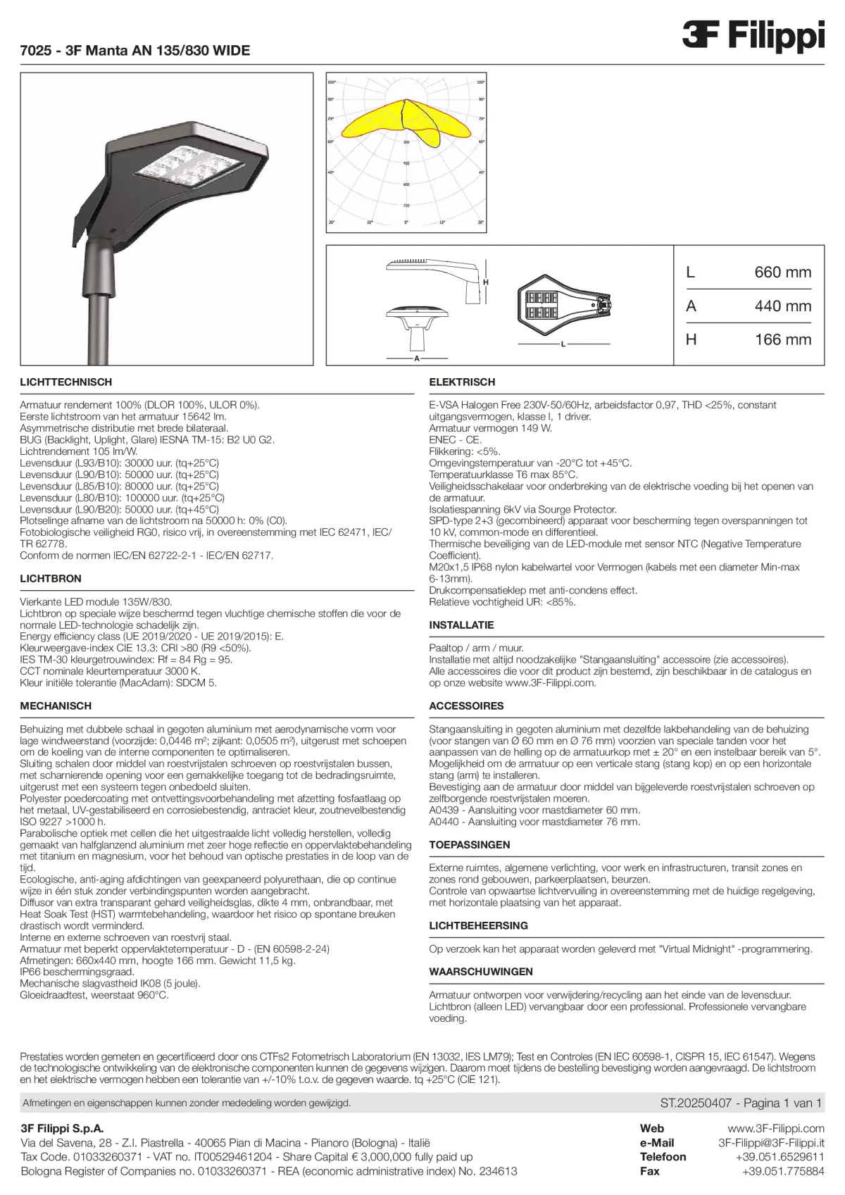 7025 - 3F Manta AN 135-830 WIDE - Datasheet - nl
