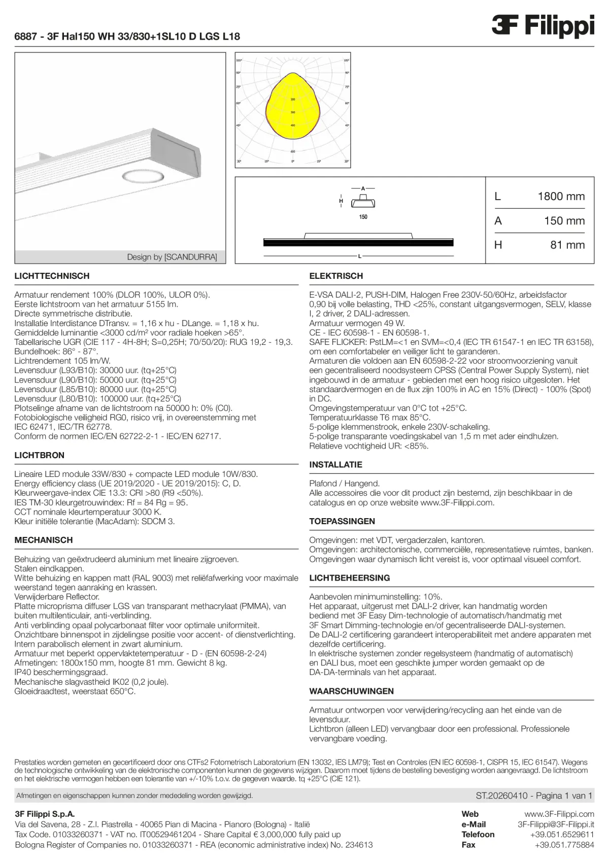 6887 - 3F Hal150 WH 33-830+1SL10 D LGS L18 - Datasheet - nl