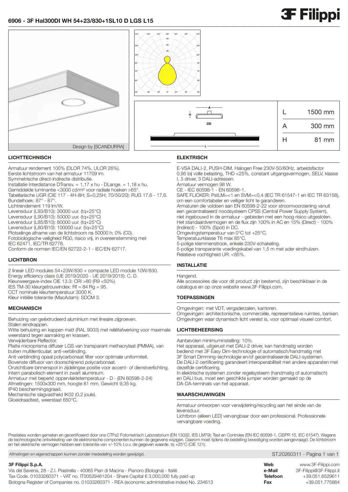 6906 - 3F Hal300DI WH 54+23-830+1SL10 D LGS L15 - Datasheet - nl