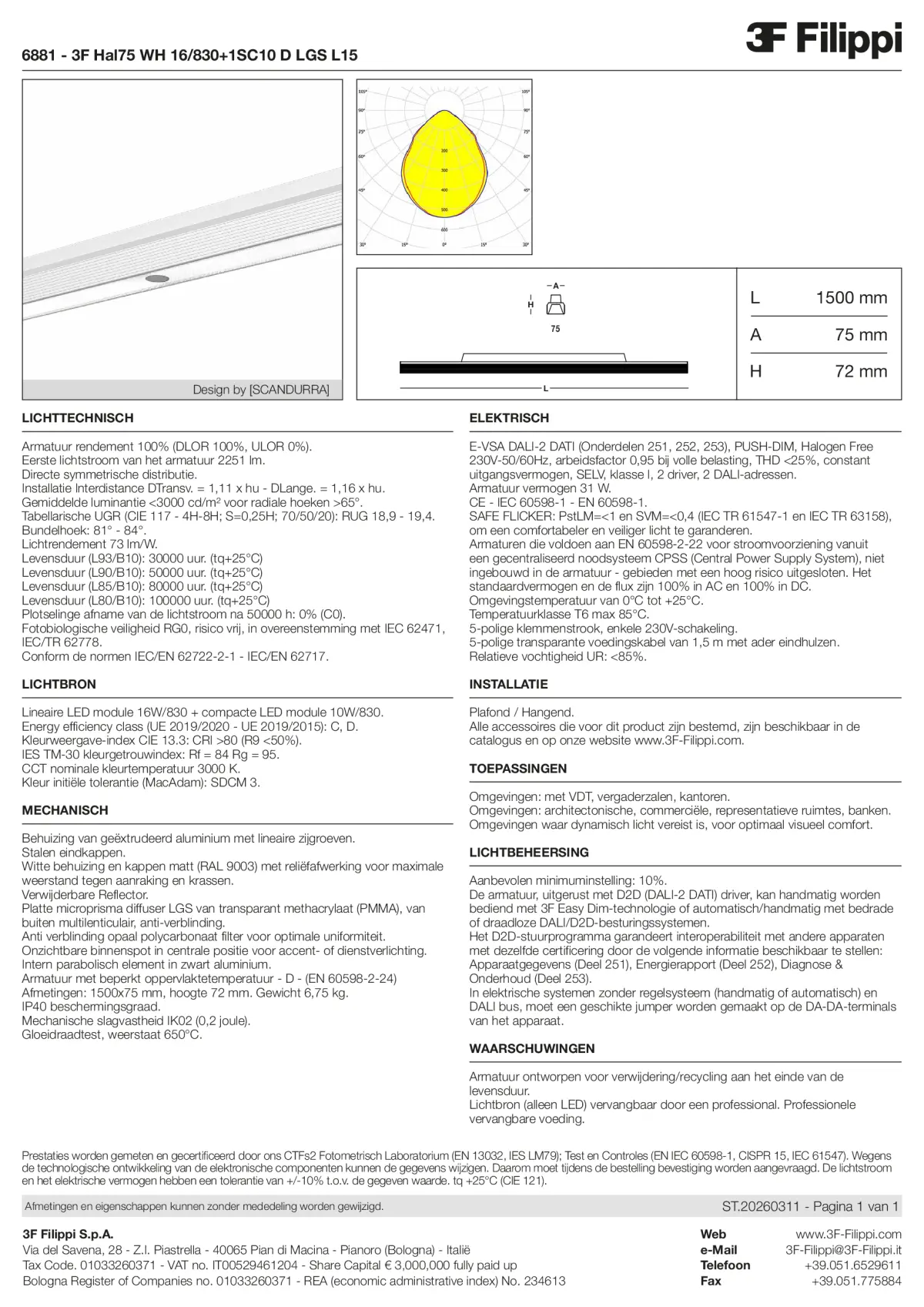 6881 - 3F Hal75 WH 16-830+1SC10 D LGS L15 - Datasheet - nl