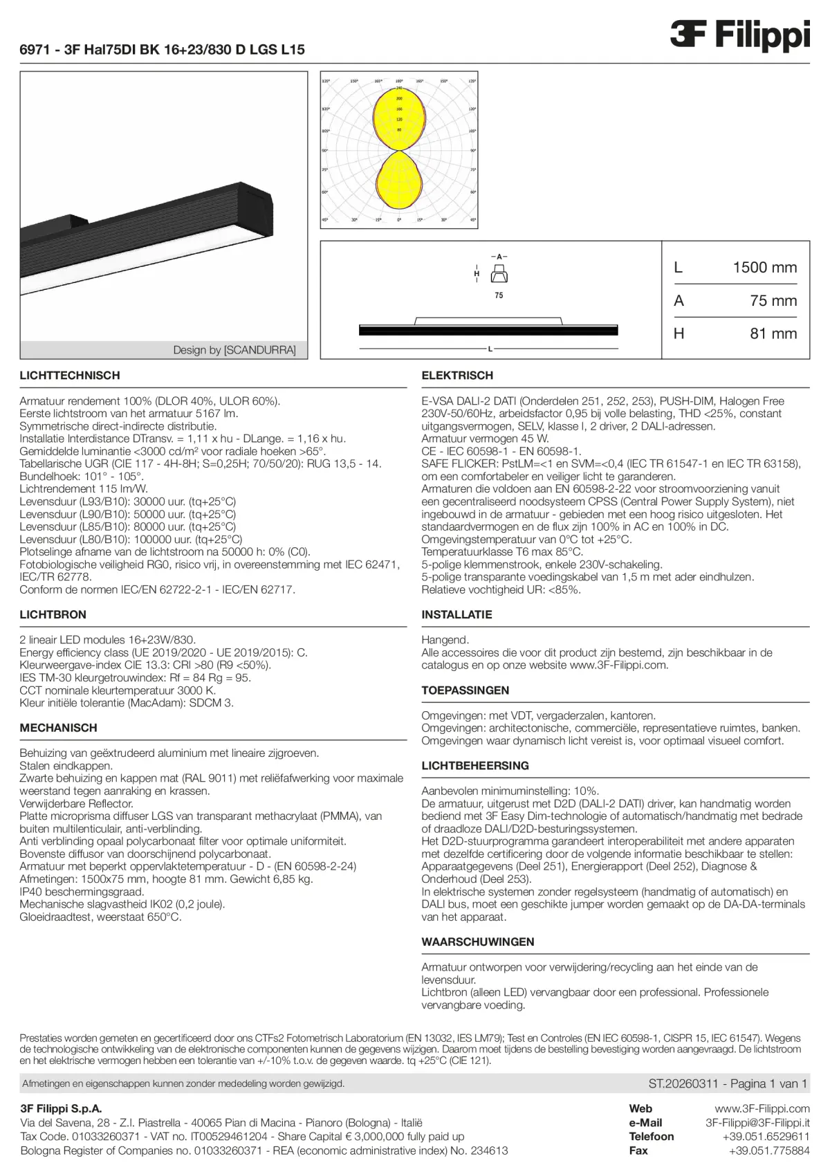 6971 - 3F Hal75DI BK 16+23-830 D LGS L15 - Datasheet - nl
