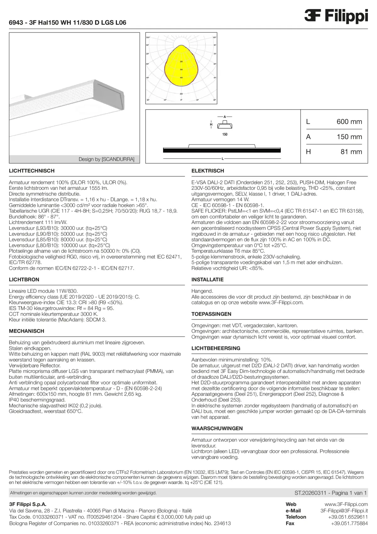 6943 - 3F Hal150 WH 11-830 D LGS L06 - Datasheet - nl