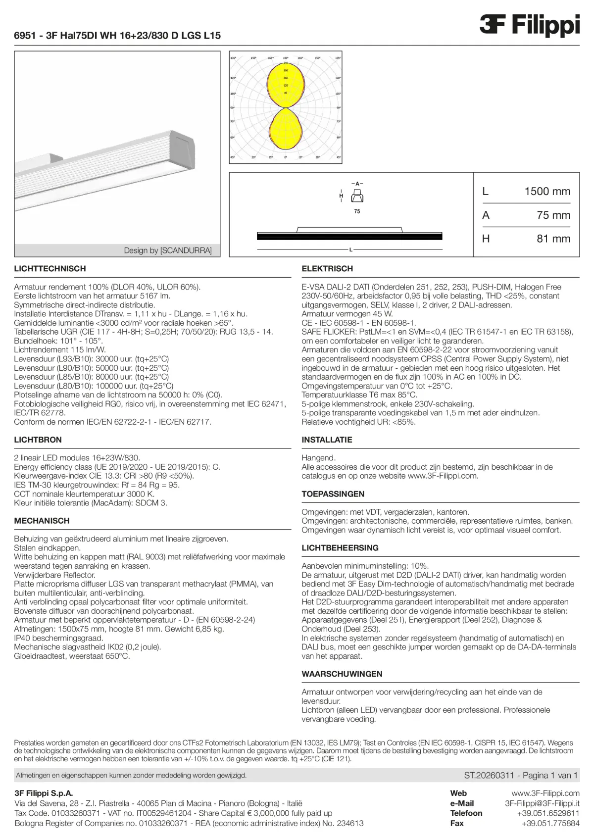6951 - 3F Hal75DI WH 16+23-830 D LGS L15 - Datasheet - nl