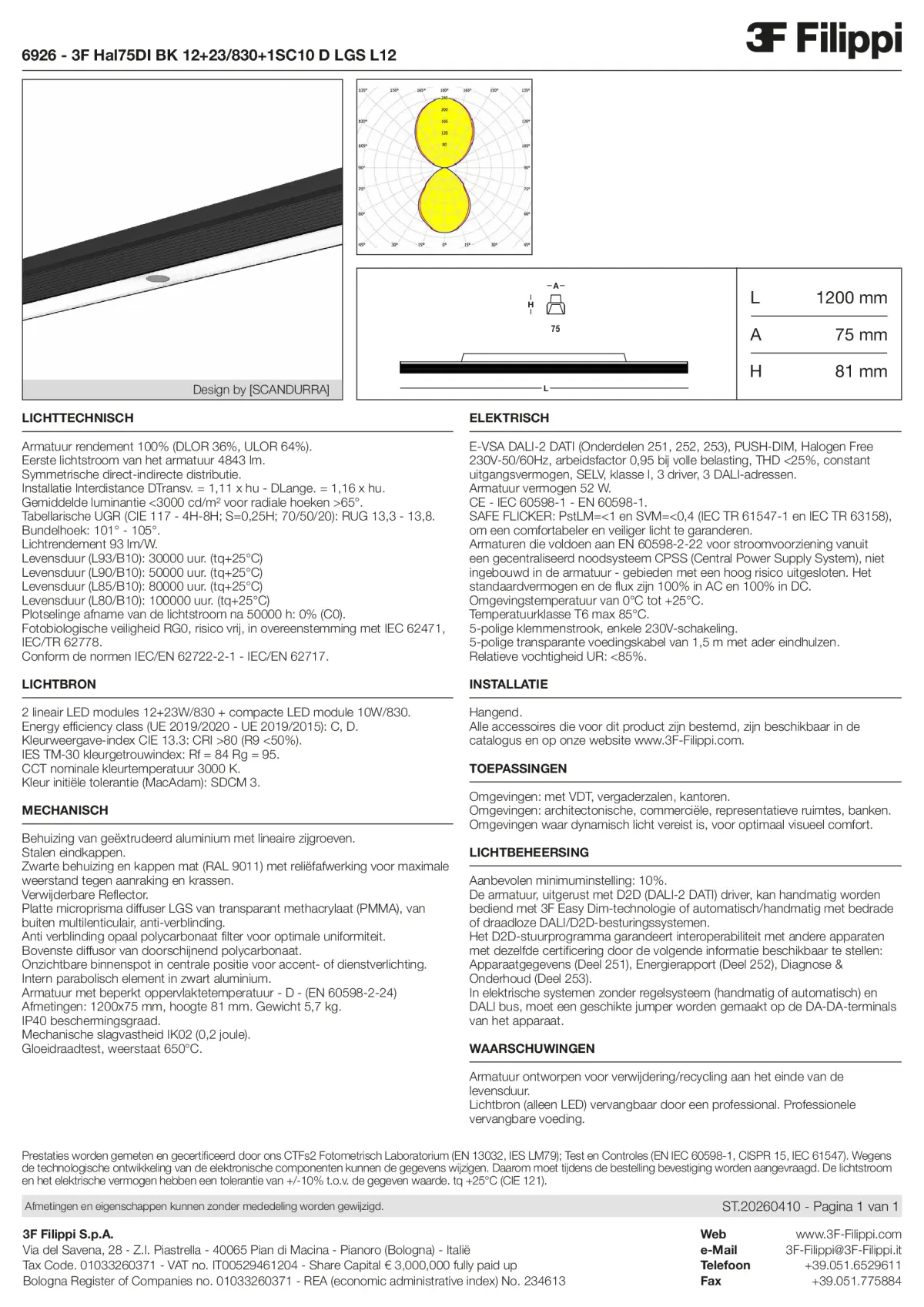 6926 - 3F Hal75DI BK 12+23-830+1SC10 D LGS L12 - Datasheet - nl