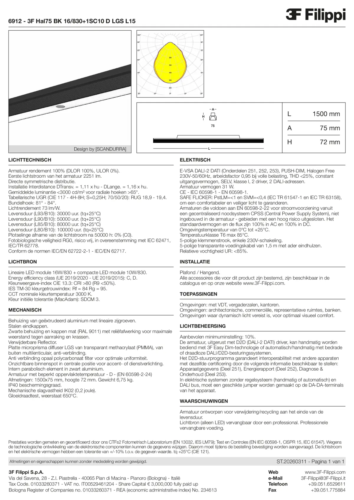 6912 - 3F Hal75 BK 16-830+1SC10 D LGS L15 - Datasheet - nl