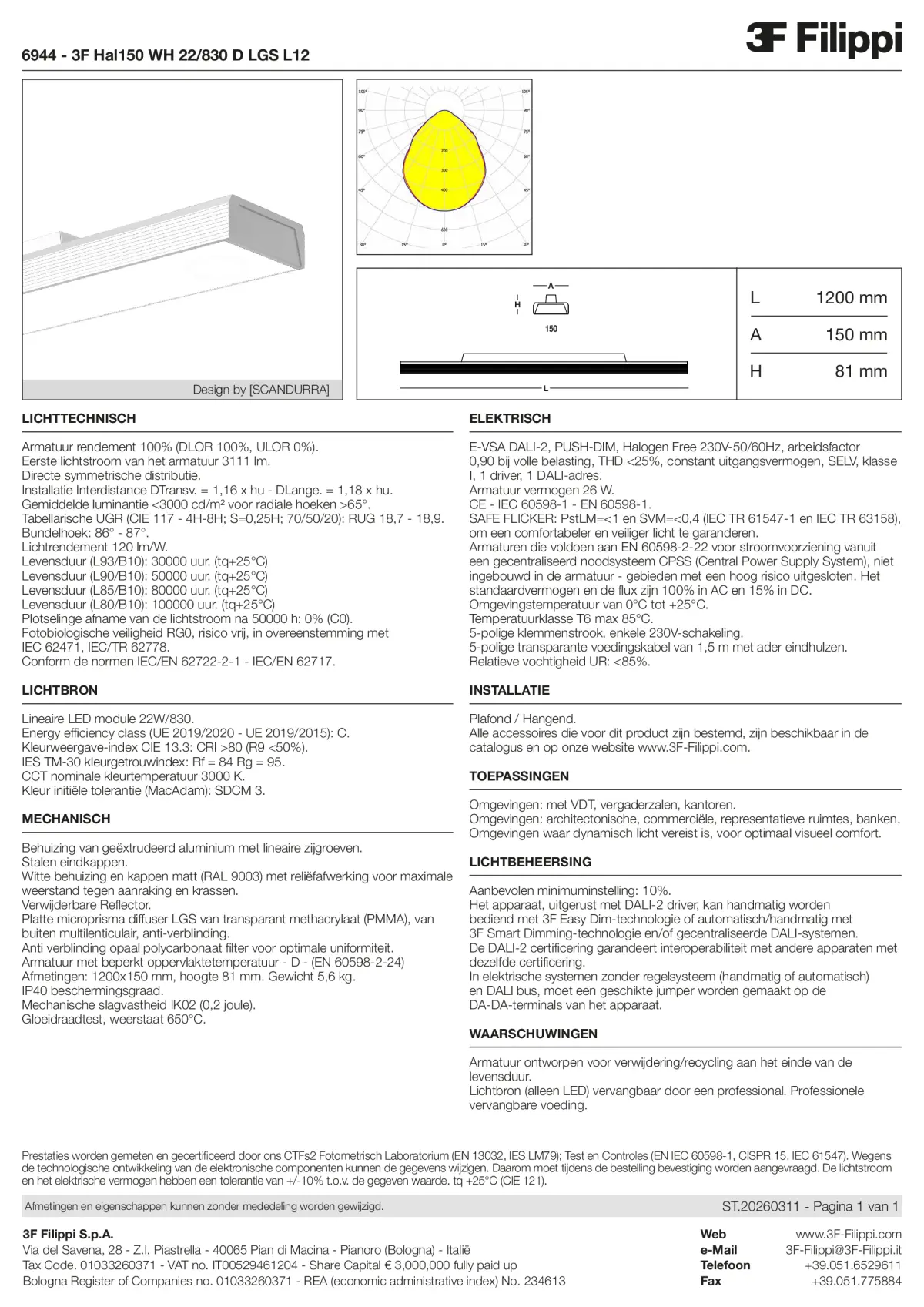 6944 - 3F Hal150 WH 22-830 D LGS L12 - Datasheet - nl