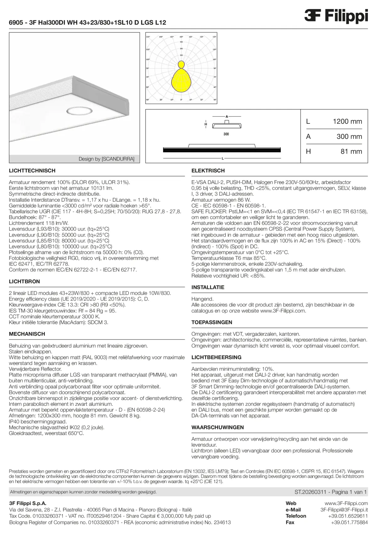 6905 - 3F Hal300DI WH 43+23-830+1SL10 D LGS L12 - Datasheet - nl