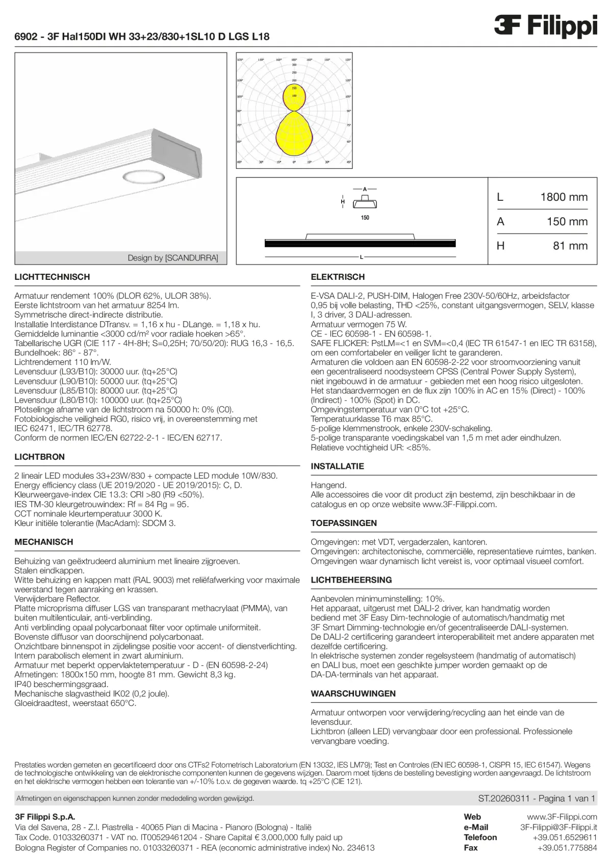 6902 - 3F Hal150DI WH 33+23-830+1SL10 D LGS L18 - Datasheet - nl