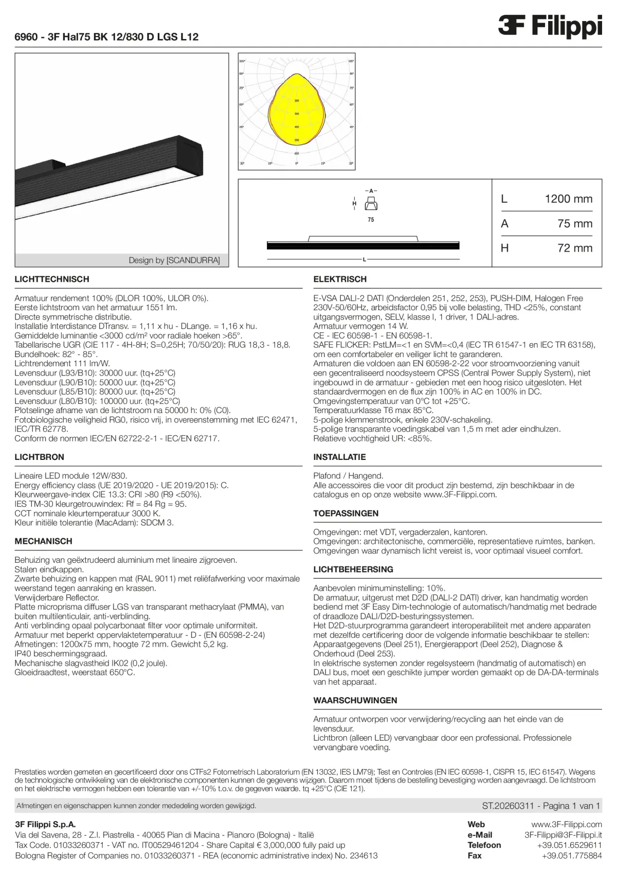 6960 - 3F Hal75 BK 12-830 D LGS L12 - Datasheet - nl