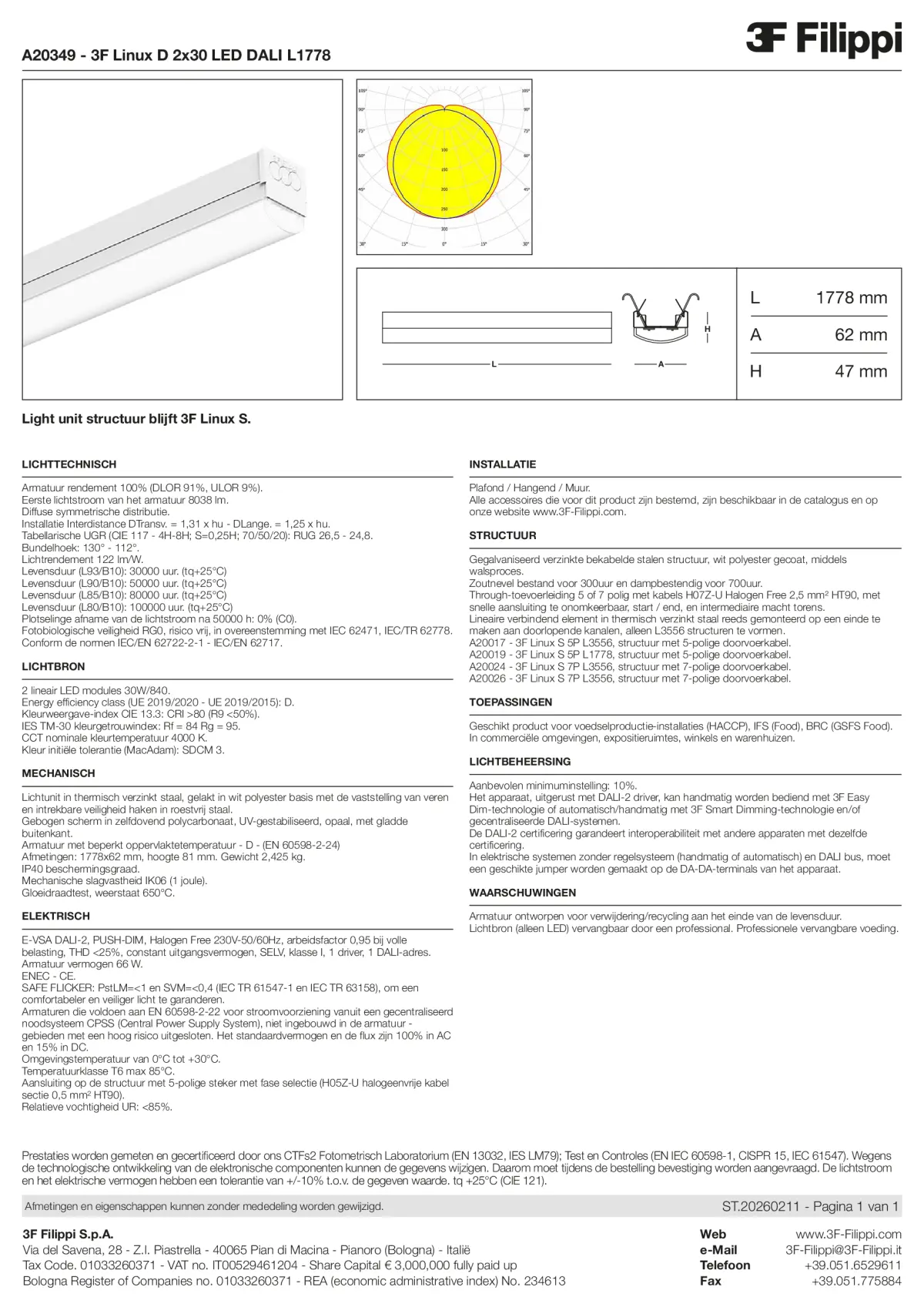 A20349 - 3F Linux D 2x30 LED DALI L1778 - Datasheet - nl