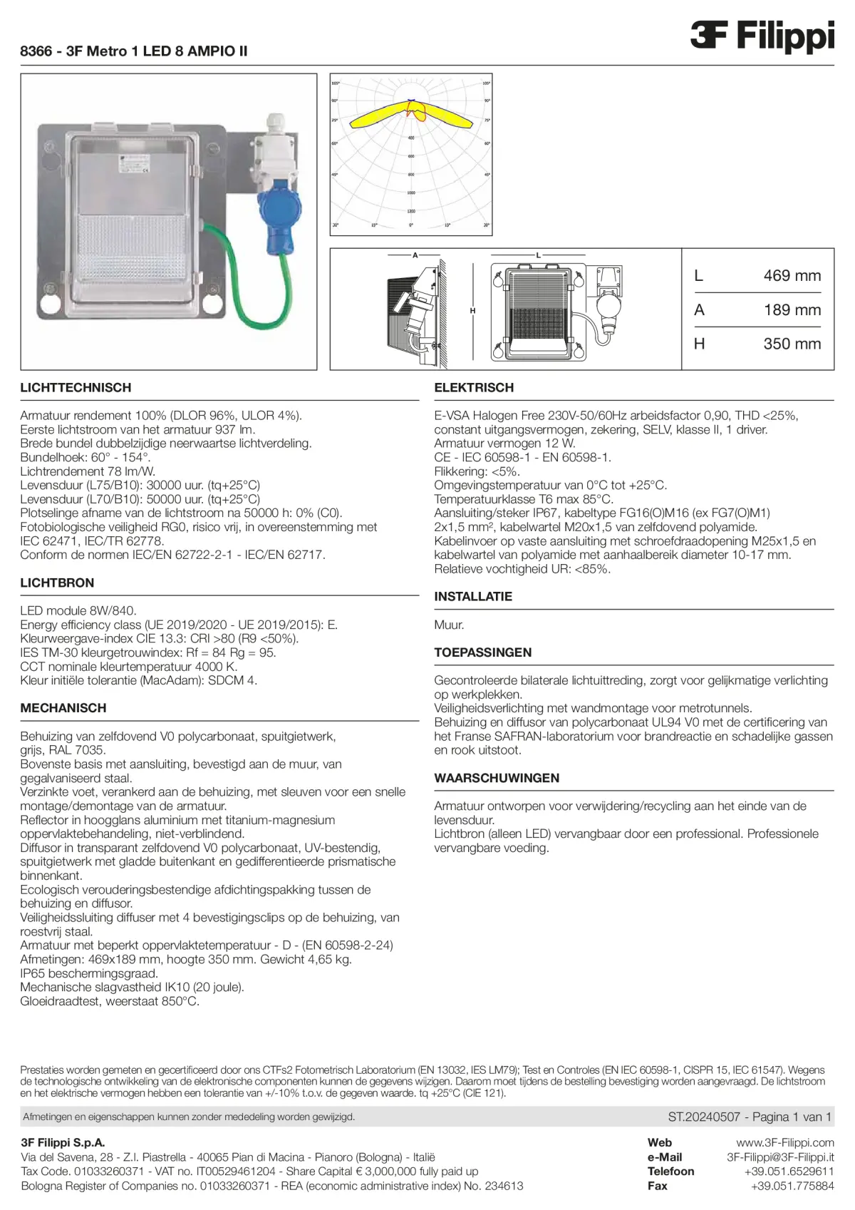 8366 - 3F Metro 1 LED 8 AMPIO II - Datasheet - nl