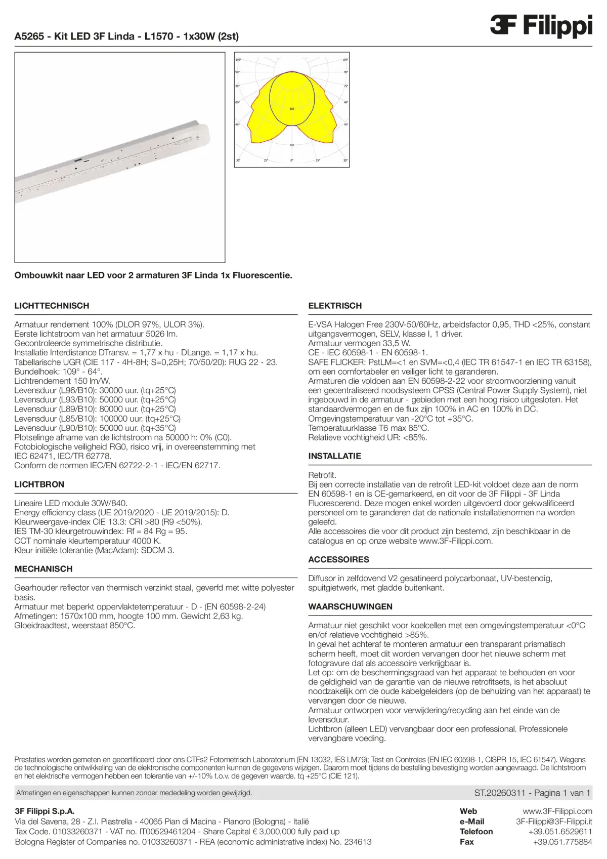 A5265 - Kit LED 3F Linda - L1570 - 1x30W (2pz) - Datasheet - nl