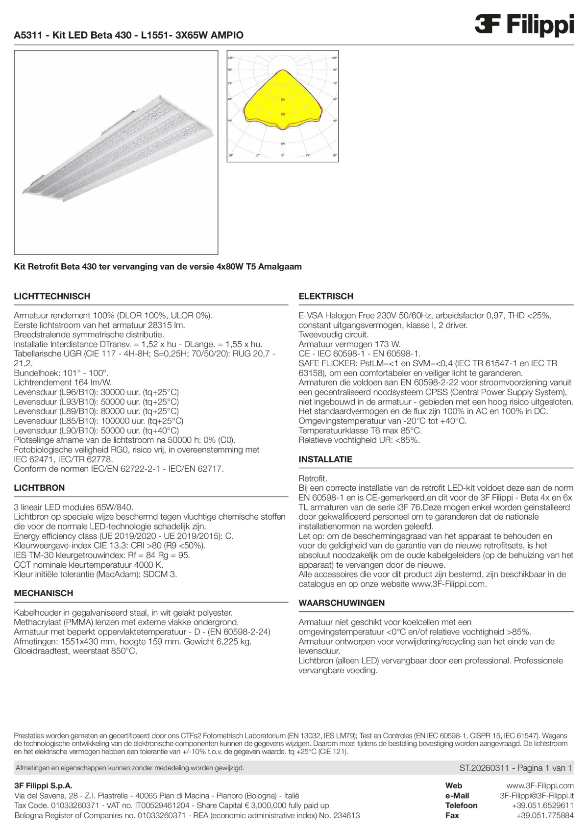 A5311 - Kit LED Beta 430 - L1551- 3X65W AMPIO - Datasheet - nl