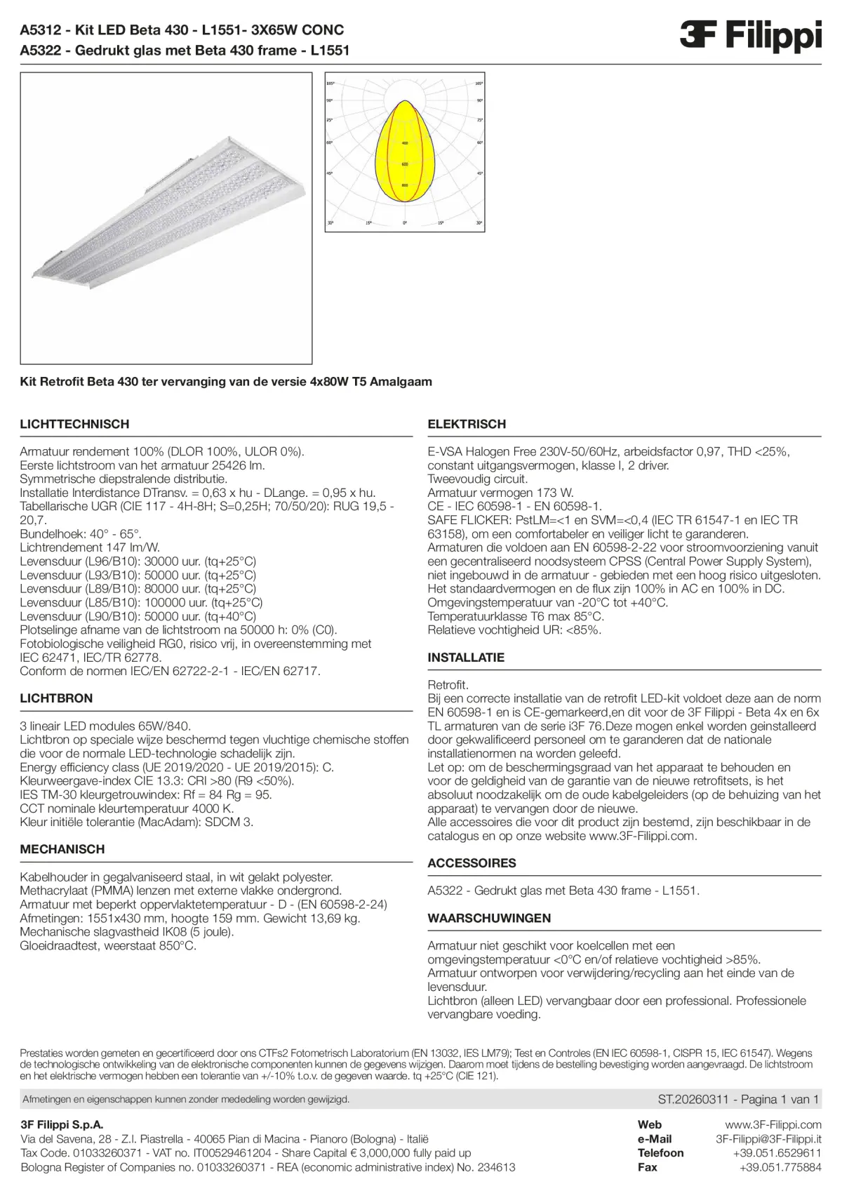 A5312+A5322 - Kit LED Beta 430 - L1551- 3X65W CONC + VS - Datasheet - nl
